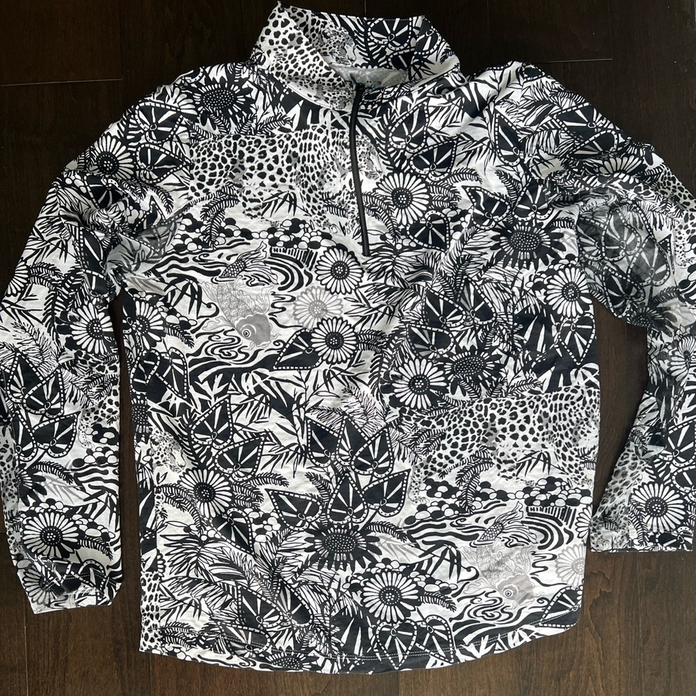 Black and White Patterned Long Sleeve Shirt